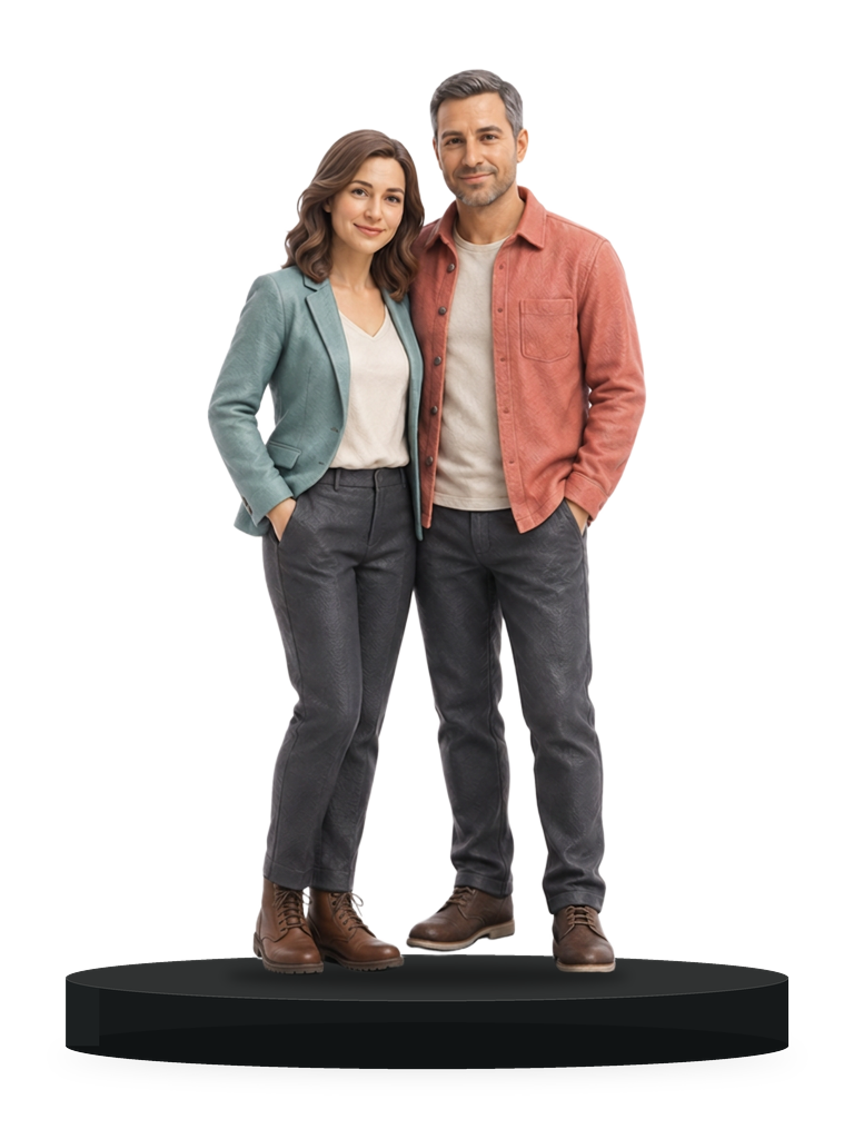 2-person 3D-printed figurine, 9 cm