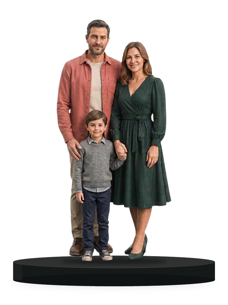 3-person 3D-printed figurine, 9 cm