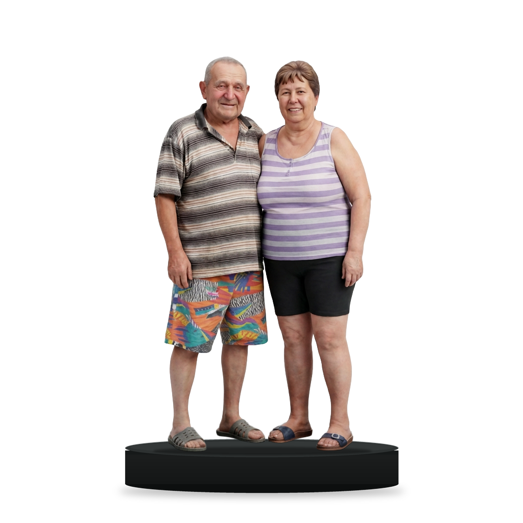 Kétszemélyes 3D figura nagyszülők megörökítéséhez